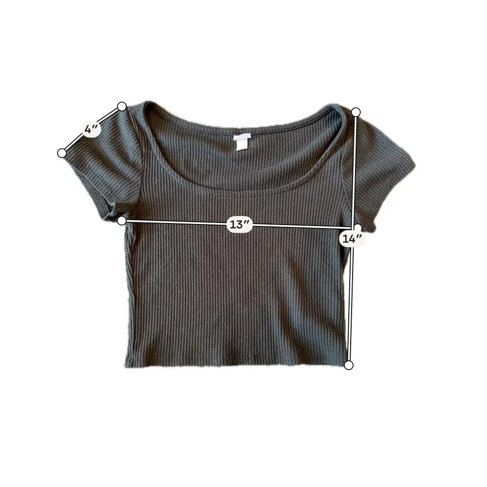 Colsie Shirt Womens XS Black Ribbed Scoop Neck Cropped Stretch Tee Top Basic